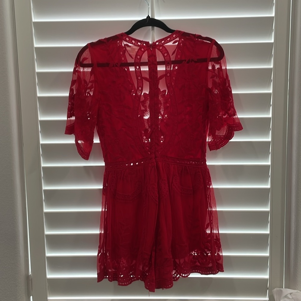 Red Embroidered Romper - Picture 5 of 6